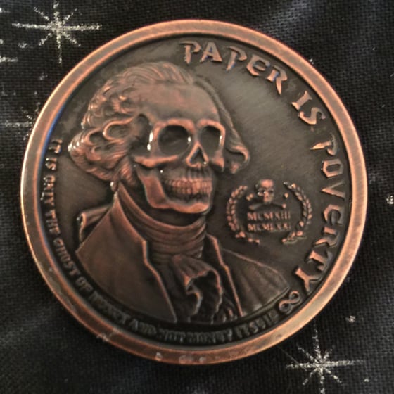 Image of Paper is Poverty 1oz Copper Challenge Coin