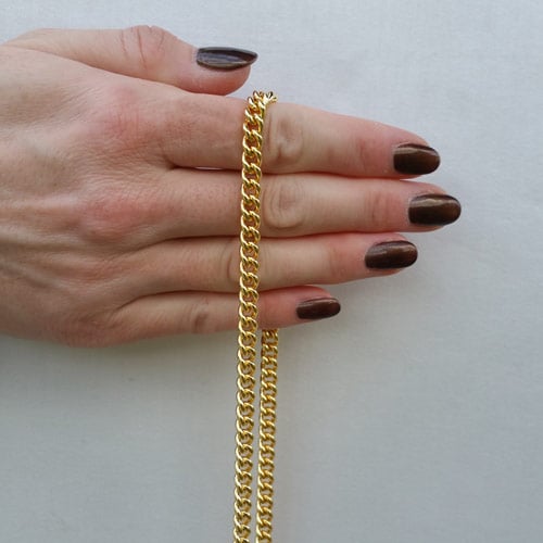 Image of GOLD Chain Purse Strap - Mini Classy Curb Chain - 1/4" Wide - Choose Length & Clip Style