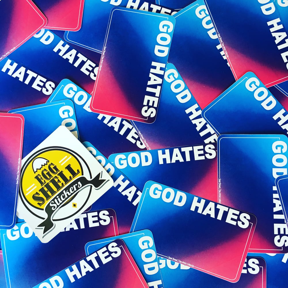 Image of snaw brand / con artist collective eggshell stickers