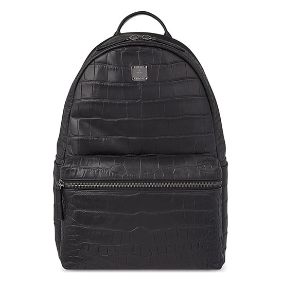 Image of MCM Luxus Medium Embossed Leather Backpack