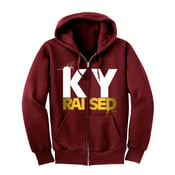 Image of KY Raised Zip Hooded Sweatshirt in Maroon / White / Gold