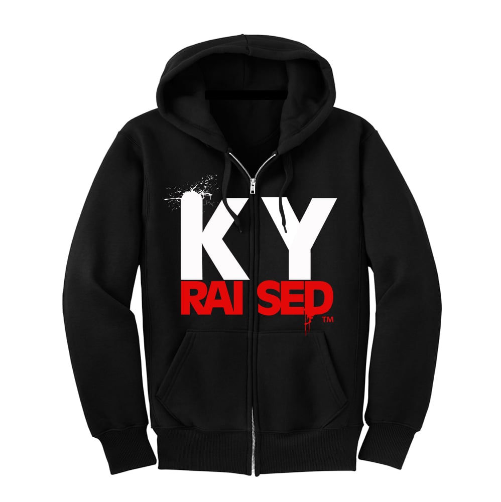Ky Raised — KY Raised Zip Hooded Sweatshirt in Black / White / Red