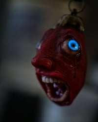 Image 5 of Egg of the King bleeding eyes pendant, adjustable cord, OOAK,