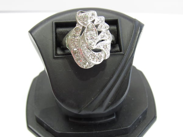 Image of 14kt white gold Deco Diamond cocktail Ring
