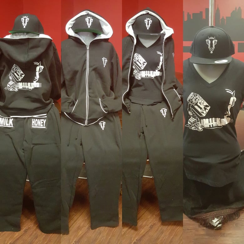 Image of WOMEN'S MILKDVD OREO HOODIE AND SWEAT PANTS OUTFIT (BLACK AND WHITE)
