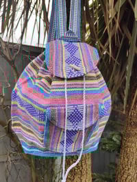 Image 1 of MALIA Mexican Baja woven fabric Backpack -purples