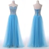 High Quality Handmade Blue Tulle Prom Dresses with Sequins, Blue Prom Gowns, Formal Gowns