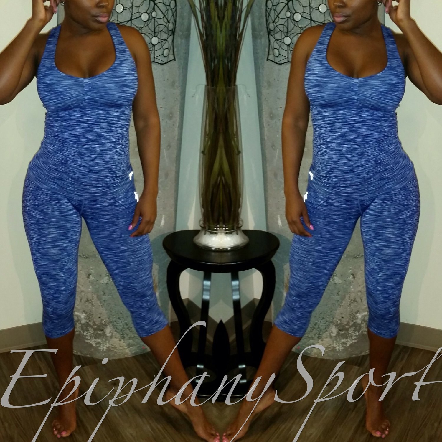 Image of The Jasmin' Fitness Set-**Blue & Coral**