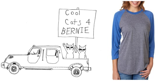 Image of Cool Cats for Bernie! Unisex Baseball Raglan Sleeve Tee