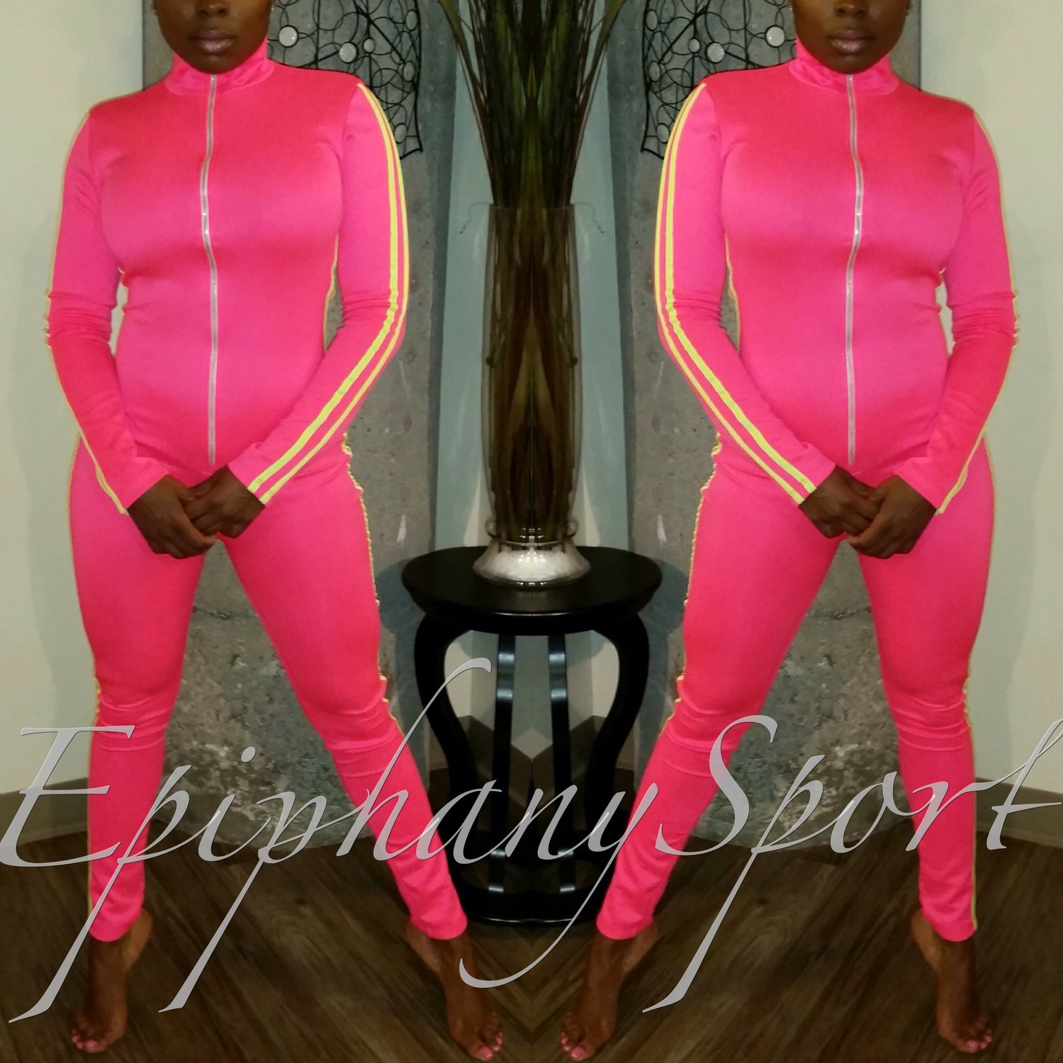 Image of The Yaz' Biker Jumpsuit-**Pink**