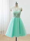 Lovely Mint Handmade Short Prom Dress with Lace Applique, Prom Dresses, Homecoming Dresses