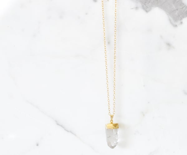 Image of Luxe Gold Plated Quartz Crystal Dangle Necklace