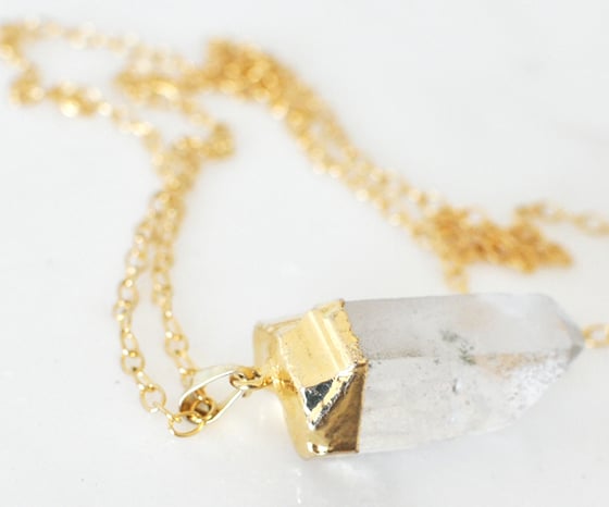 Image of Luxe Gold Plated Quartz Crystal Dangle Necklace