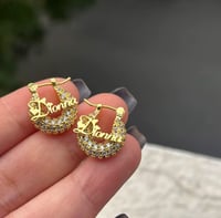 Image 2 of Mini Custom Gold Diamond Hoops