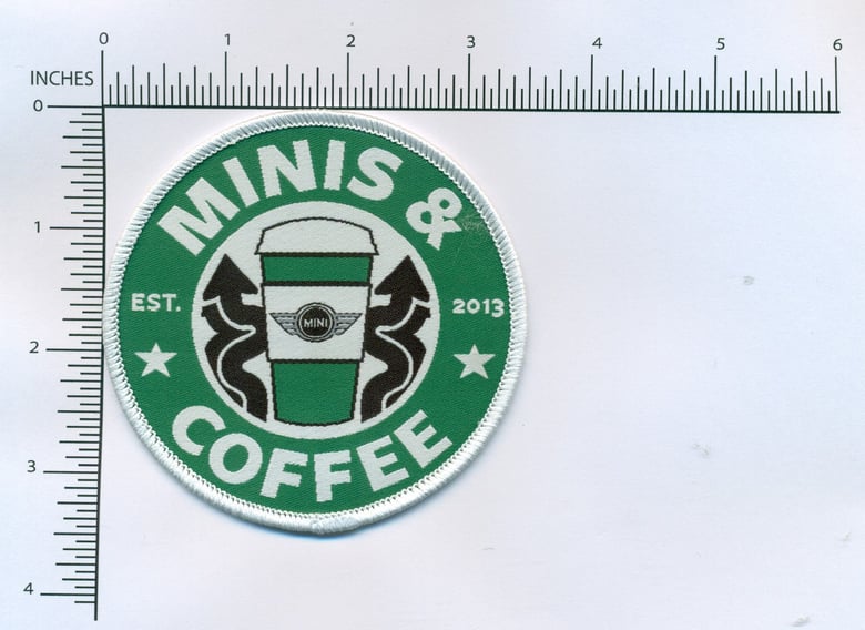 Image of MINIS & COFFEE 3.5" WOVEN MEMBERS PATCH 