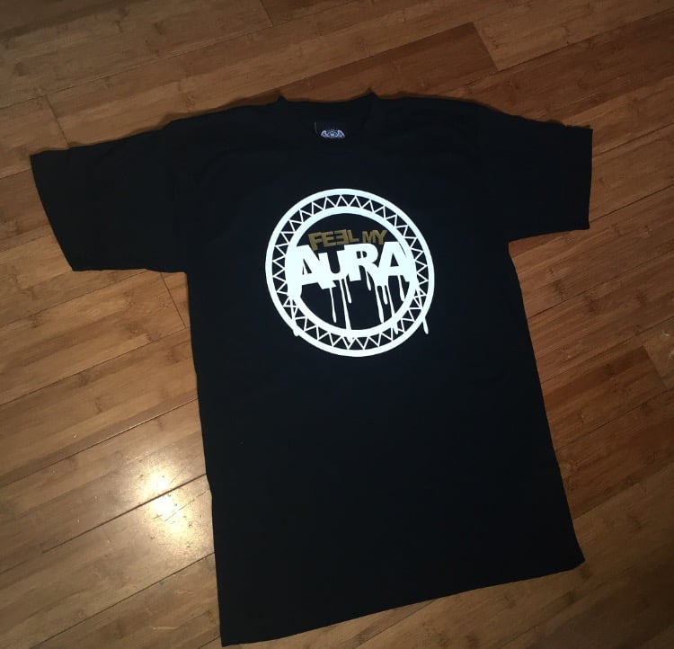 Image of Feel My Aura Crest Tee Blk/Gold/White