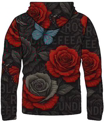 Image of Black rose tapestry zip up (pattern 2) PRE-ORDER