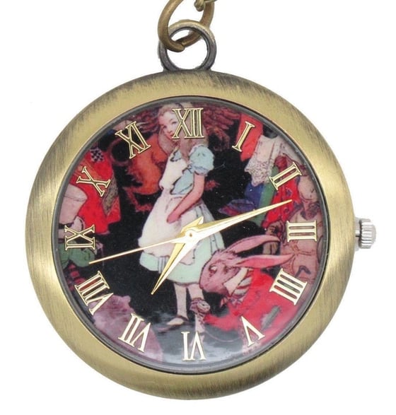 Image of Alice in Wonderland white rabbit bronze plated watch pendant