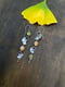 Image of Ginkgo Ludwigite Peridot Golden Rutile Quartz Asymmetrical/Mismatch Long Statement Earrings