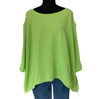 Image 1 of Oh My Gauze Green Cotton Oversize Top with Cut Out Sleeve - Size 3 XXL Women’s