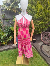Image 2 of Havana Halter Dress- classic statement holiday piece- one size - PINK
