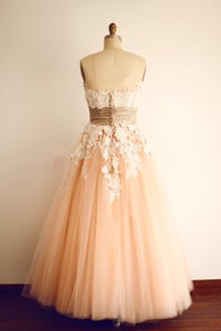 Image 2 of Lovely Tulle Pink Prom Dress with Lace Applique, Tulle Prom Gowns, Party Dresses