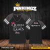 Pinkingz Bowling - Queen of the lanes | Woman's V-Neck | Black w/ Grey and Pink