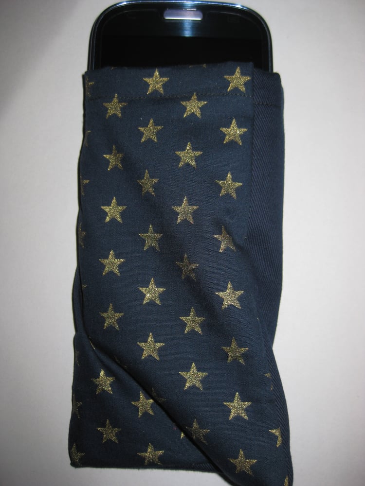 Image of Golden stars on blue - protective phone pouch