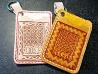 Image 1 of Custom Hand Tooled Leather Minimalist Front Pocket Wallet, Card, Work ID Badge Holder.
