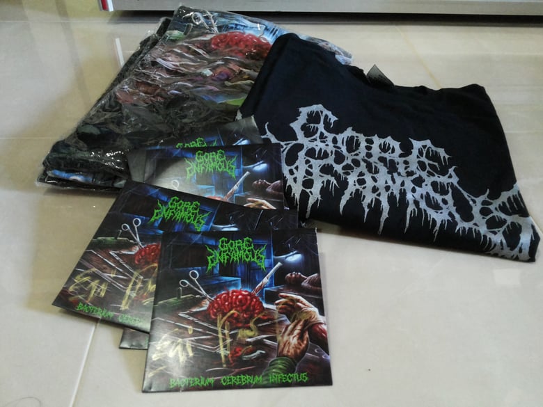 Image of T Shirt Gore Infamous + CD Promo "Bacterium Cerebrum Infectus"