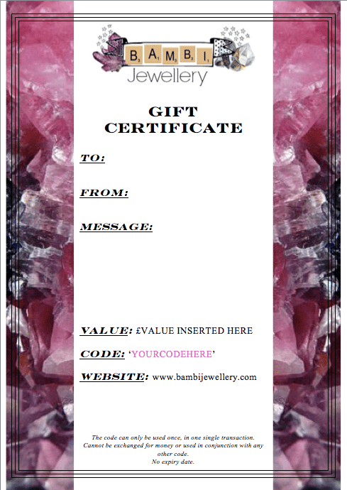 Image of Gift Certificate (Value £10-£100)