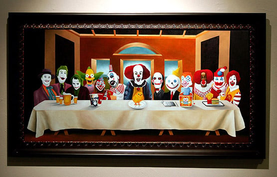 Image of Dark Vomit 'Last Supper for Clowns' wood print