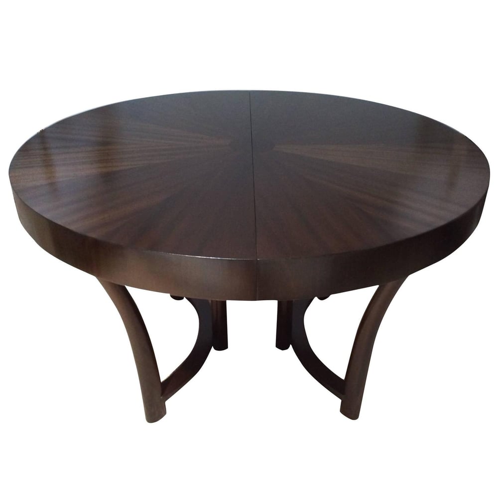 Image of 1950s Robsjohn Gibbings for Widdicomb Walnut Extension table with 1 leave