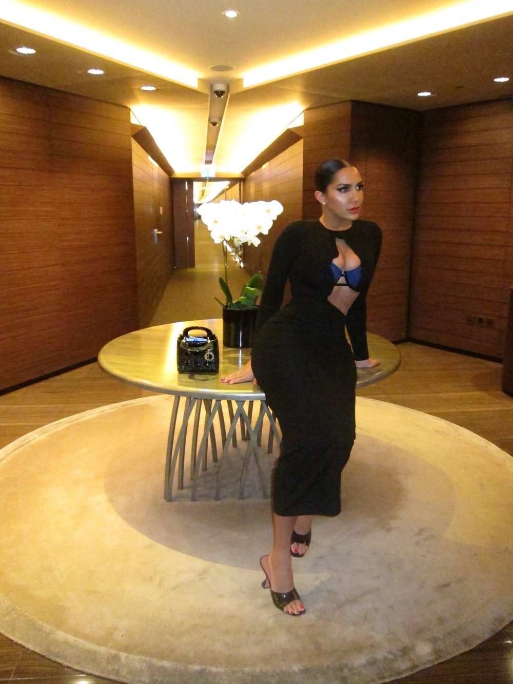 Image of BLACK ASYMMETRICAL CUT OUT MAXI DRESS (XS)
