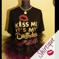Kiss Me Bday Tee (Gold/Burgandy)