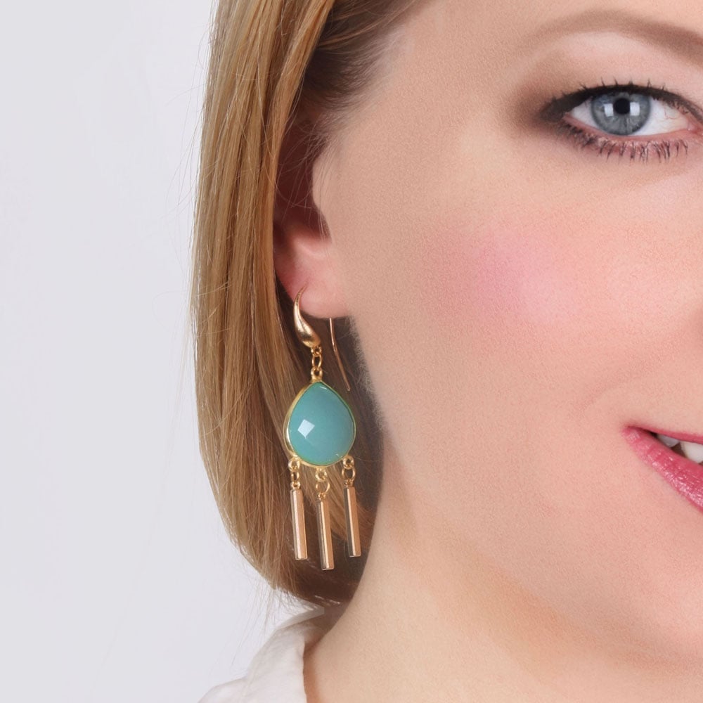 Image of AQUA DROPLET CHANDELIER EARRINGS