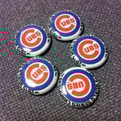 Image of 5 - 1" Chicago Cubs Back to the future World Series 2015 buttons, magnets, flatbacks, or keychains.