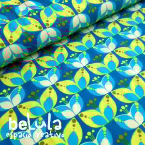 Image of Tela algodón elástico jersey: Flores nórdicas