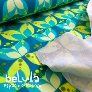 Image of Tela algodón elástico jersey: Flores nórdicas