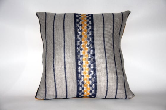 Image of Large yellow-backed knitted cushion