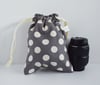 Best Camera Bag of 2019 PLUS FREE matching strap | Water Repellent Gray Polka Dot 