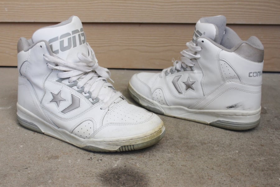 Image of Rare 1992 Vintage "CONVERSE CONS" - Official Shoe Of The NBA - High Top Basketball Sneakers Sz: 9 