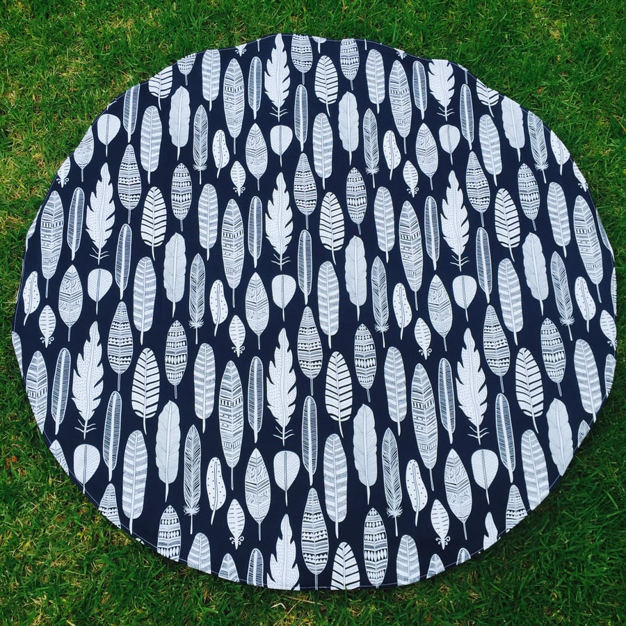 Image of NAVY FEATHER ROUNDIE PLAY MAT