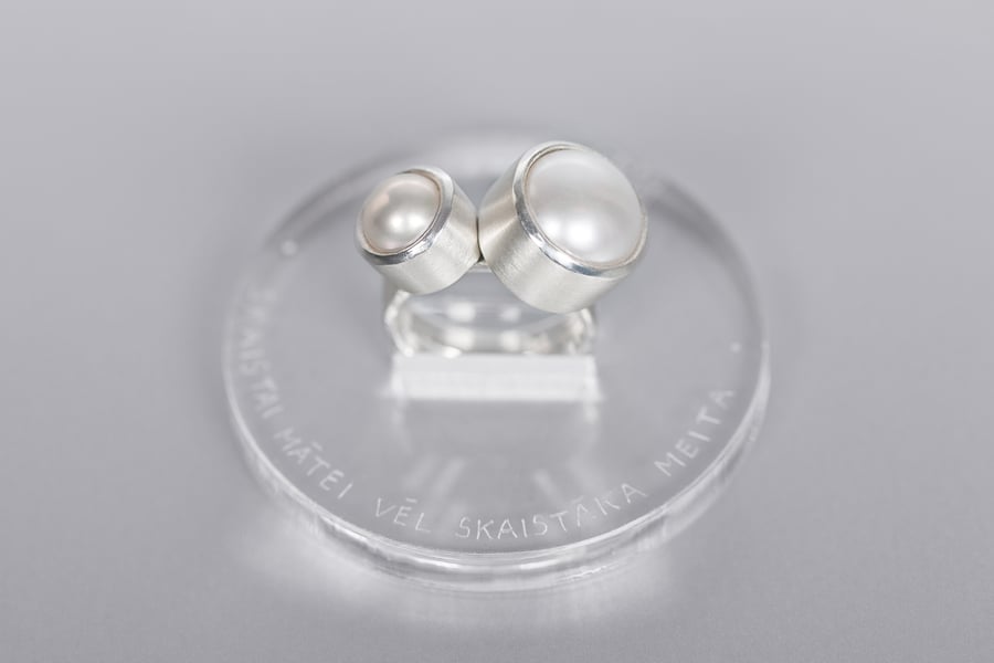 Image of "A daughter more beautiful.." silver rings with pearls  · MATRE PULCHRA FILIA PULCHIOR ·