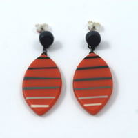 coral drop leaf ombre stripe earrings