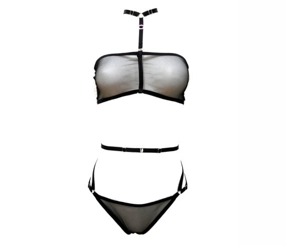 Image of Lingerie Set. See Through Bra and Panty Set