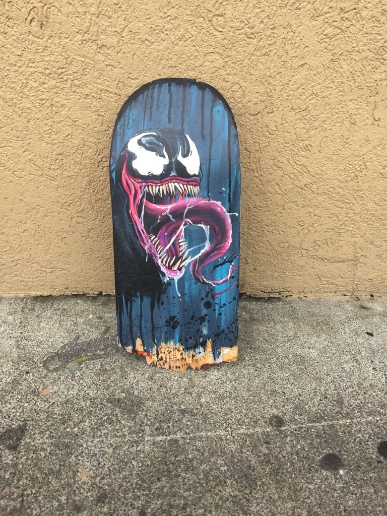 Venom broken skateboard