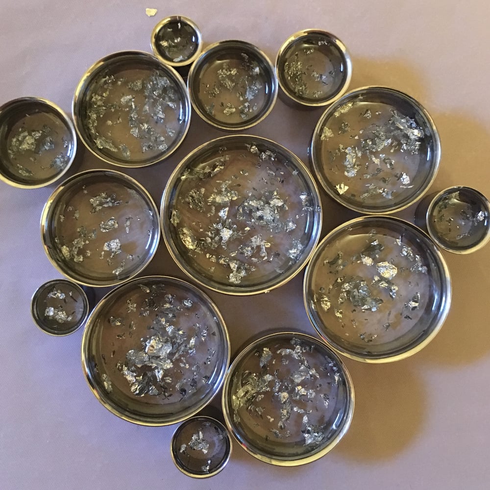 Image of Silver Flake Plugs (sizes 0g-2")