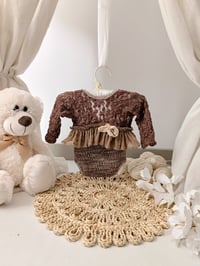 Image 1 of Photo prop | Boho newborn girl bodysuit for photoshoot | Lara | brown