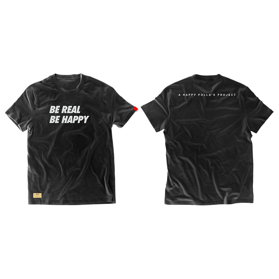 Image of BE REAL BE HAPPY SLOGAN TEE by TNTCO (Black)